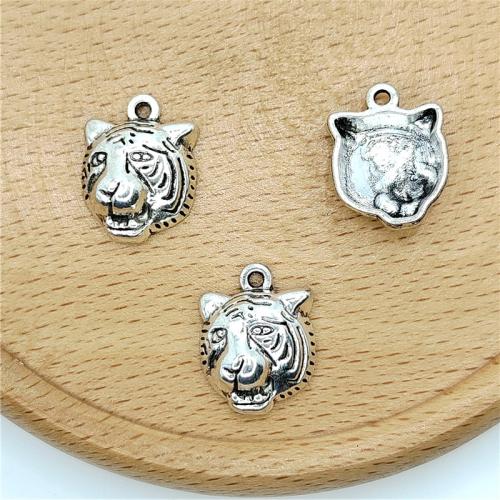 Zinklegierung Tier Anhänger, Tiger, antik silberfarben plattiert, DIY, 13x17mm, 100PCs/Tasche, verkauft von Tasche[