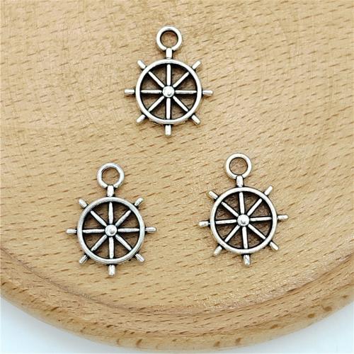 Zinc Alloy Ship Wheel & Anchor Pendentif, alliage de zinc, roue de bateau, Plaqué de couleur d'argent, DIY Vendu par sac[