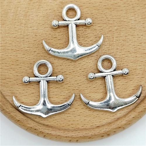 Zinc Alloy Ship Wheel & Anchor Pendentif, alliage de zinc, ancre, Plaqué de couleur d'argent, DIY Vendu par sac[