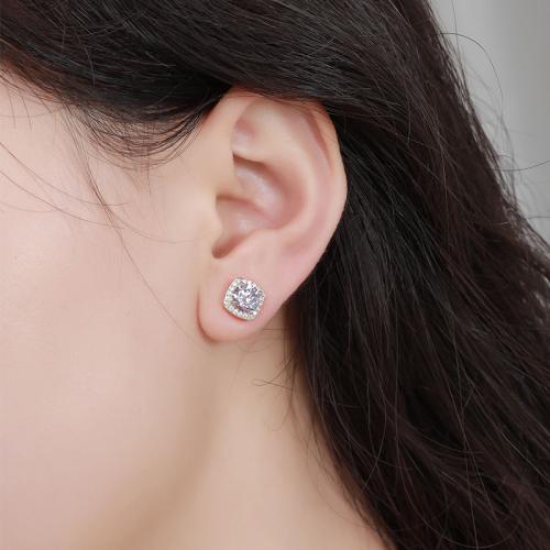 Argent sterling 925 Boucle d'oreille magnétique, avec Moissanite, cadre, normes différentes pour le choix & pour femme & avec strass, plus de couleurs à choisir, Vendu par paire[