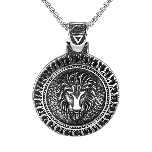 Titanium Steel Pendants, Lion, polished, vintage & for man & blacken [