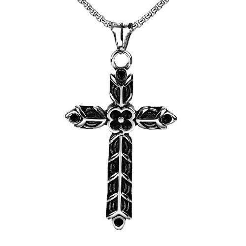 Titanium Steel Pendants, Cross, polished, vintage & for man & blacken 