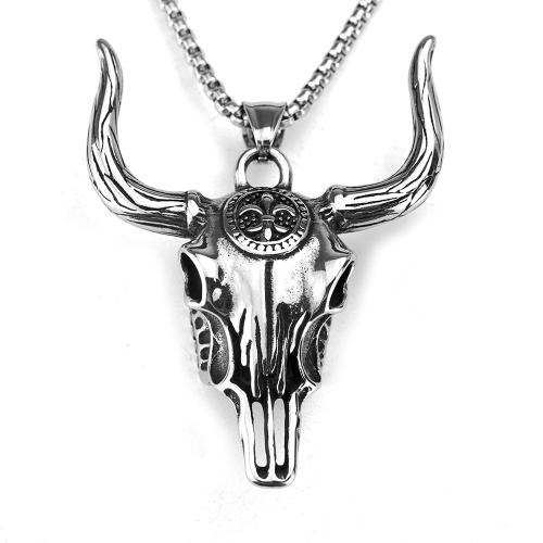 Titanium Steel Pendants, Bull, polished, vintage & for man 