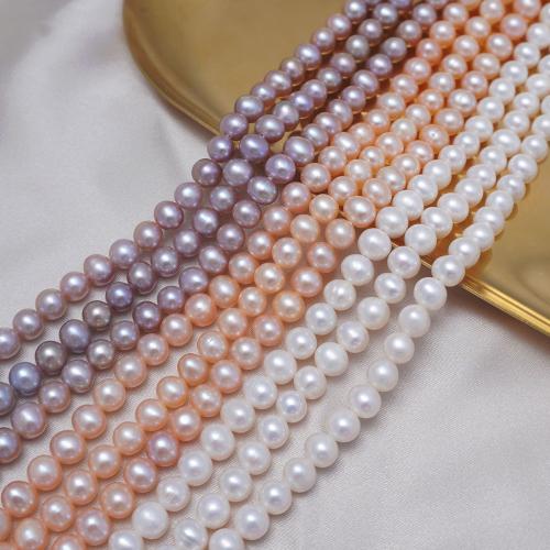 Natural Freshwater Pearl Loose Beads, Slightly Round, DIY 6-6.5mm Approx 40 cm 