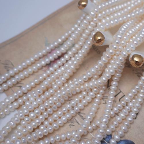 Natural Freshwater Pearl Loose Beads, Flat Round, DIY, white, 5mm Approx 37-38 cm 