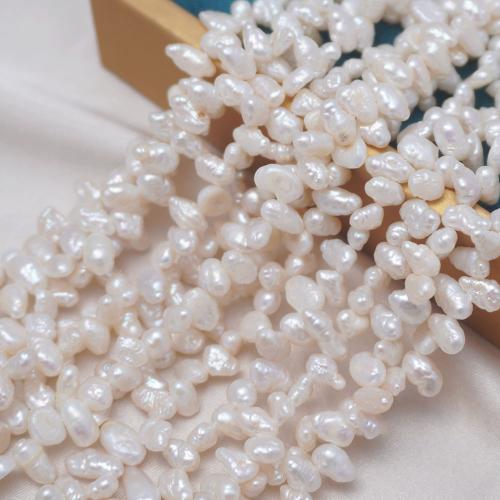 Baroque Cultured Freshwater Pearl Beads, DIY & top drilled, white, 7-8mm Approx 35-36 cm 