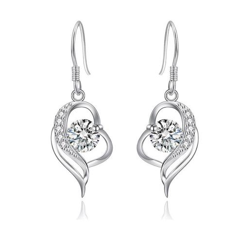 Silver Earring Zircon pavent Sterling, Argent sterling 925, bijoux de mode & pavé de micro zircon & pour femme Vendu par paire