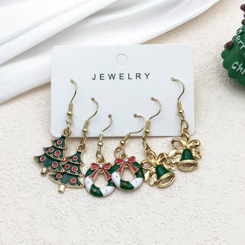 Pendientes de Navidad, aleación de zinc, Diseño de Navidad & para mujer & esmalte, Vendido por Set