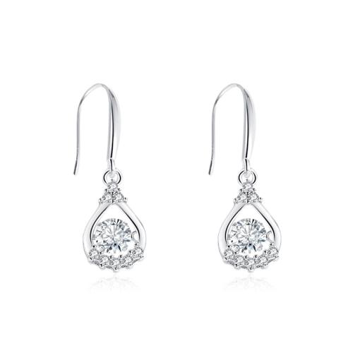 Silver Earring Zircon pavent Sterling, Argent sterling 925, bijoux de mode & pavé de micro zircon & pour femme Vendu par paire