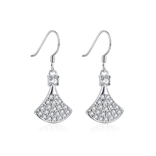 Silver Earring Zircon pavent Sterling, Argent sterling 925, bijoux de mode & pavé de micro zircon & pour femme Vendu par paire