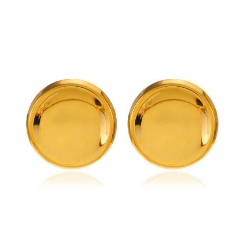 Stainless Steel Stud Earring, 304 Stainless Steel, Round, gold color plated, fashion jewelry & for woman, golden 