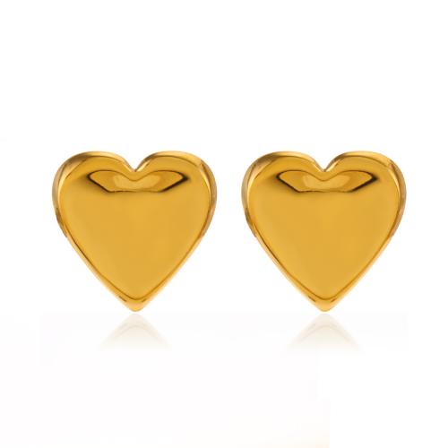 Stainless Steel Stud Earring, 304 Stainless Steel, Heart, Vacuum Ion Plating, fashion jewelry & for woman, golden 