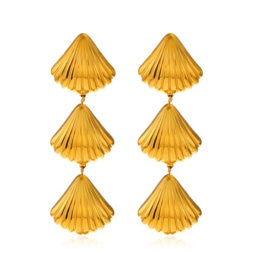 Stainless Steel Drop Earring, 304 Stainless Steel, Shell, Vacuum Ion Plating, fashion jewelry & for woman, golden 