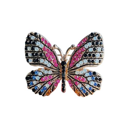 Rhinestone Zinc Alloy Brooch, Butterfly, fashion jewelry & for woman & with rhinestone 