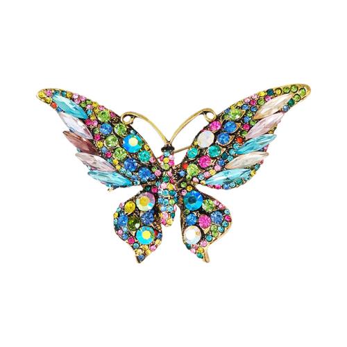 Rhinestone Zinc Alloy Brooch, Butterfly, fashion jewelry & for woman & with rhinestone 