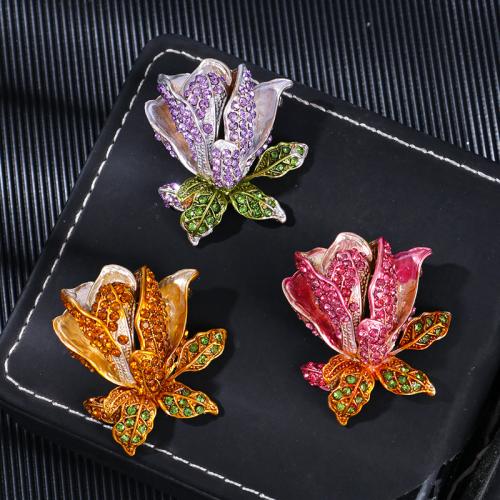 Rhinestone Zinc Alloy Brooch, Flower, fashion jewelry & for woman & with rhinestone 