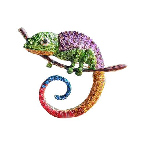 Rhinestone Zinc Alloy Brooch, Chameleon, fashion jewelry & for woman & with rhinestone 