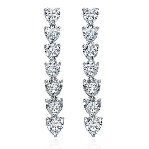 Cubic Zircon Brass Earring, Heart, fashion jewelry & micro pave cubic zirconia & for woman 