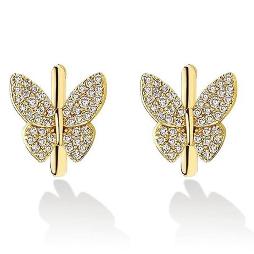 Cubic Zirconia Micro Pave Brass Earring, Butterfly, fashion jewelry & micro pave cubic zirconia & for woman 