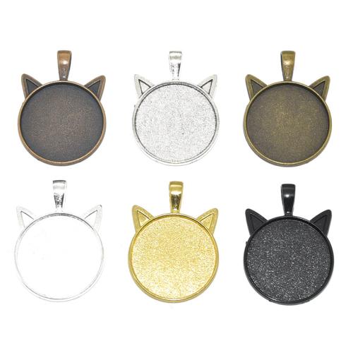 Zinc Alloy Pendant Cabochon Setting, Cat, plated, DIY [