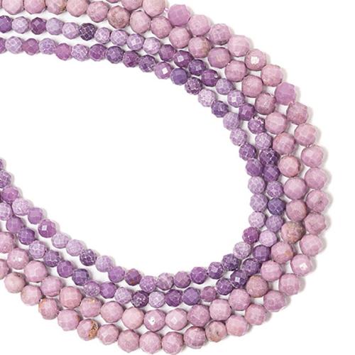 Single Gemstone Beads, Natural Lepidolite, Round, DIY mixed colors 