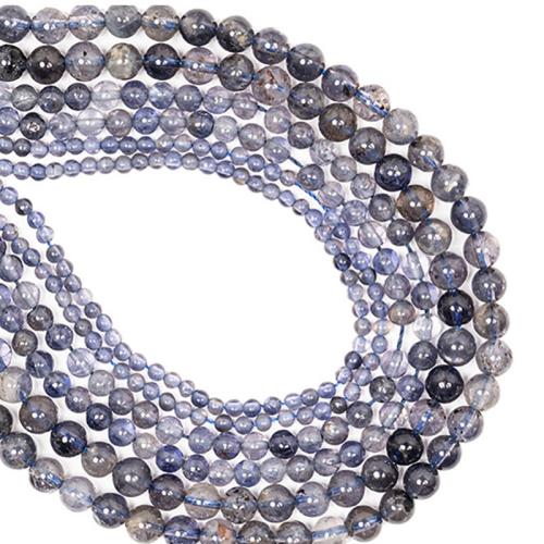 Perles de pierre gemme unique, Iolite, Rond, DIY & normes différentes pour le choix, couleurs mélangées, Vendu par brin[