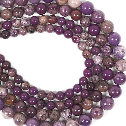 Single Gemstone Beads, Natural Lepidolite, Round, DIY mixed colors 