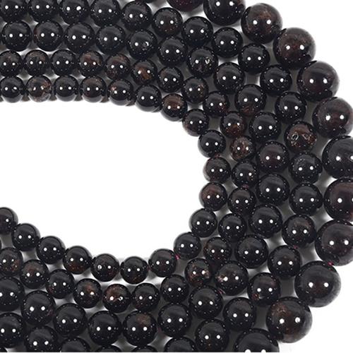 Natural Garnet Beads, Round, DIY black 