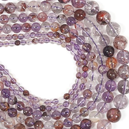 Perles en Quartz de fantôme, Purple-Phantom-Quartz, Rond, DIY & normes différentes pour le choix, couleurs mélangées, Vendu par brin[