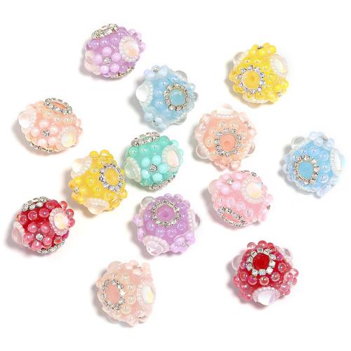 Acrylic Jewelry Beads, DIY & with rhinestone, mixed colors [