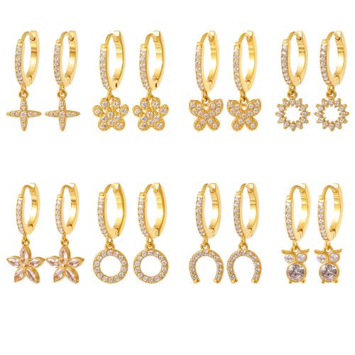 Stainless Steel Drop Earring, 304 Stainless Steel, plated & micro pave cubic zirconia & for woman, golden 