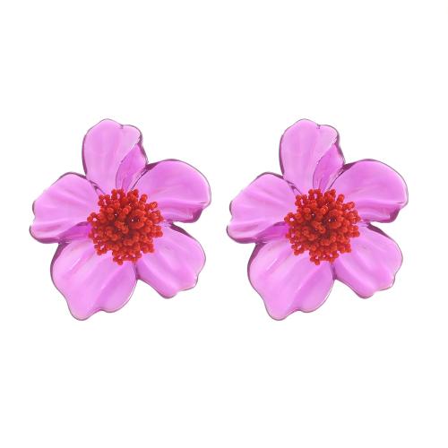 bijoux de boucles d'oreilles en résine, fleur, bijoux de mode & pour femme, violet, Vendu par paire[