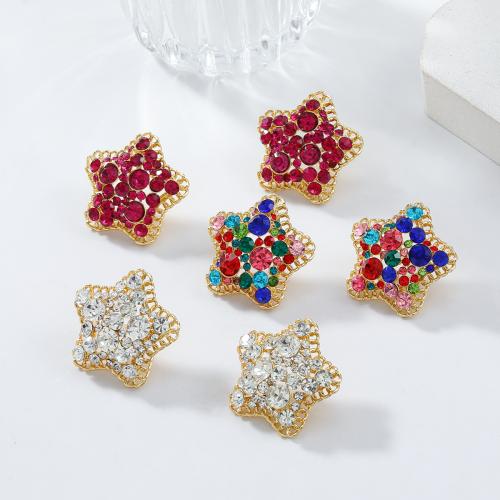 Zinc Alloy Rhinestone Stud Earring, Star, fashion jewelry & for woman & with rhinestone 