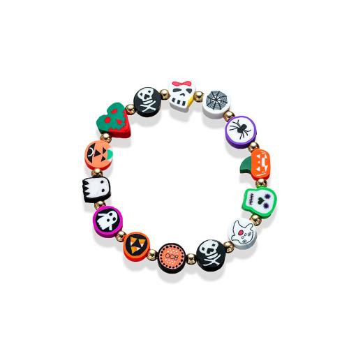 Arcilla polimero Pulsera, con Hilo elástico, chapado, Diseño de Halloween & Joyería & para mujer, multicolor, Vendido por UD