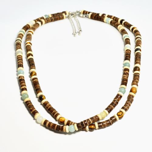 Gemstone Necklaces, Coco, with Gemstone & Wood, with 1.9 Inch extender chain, handmade, fashion jewelry & for man Inch 