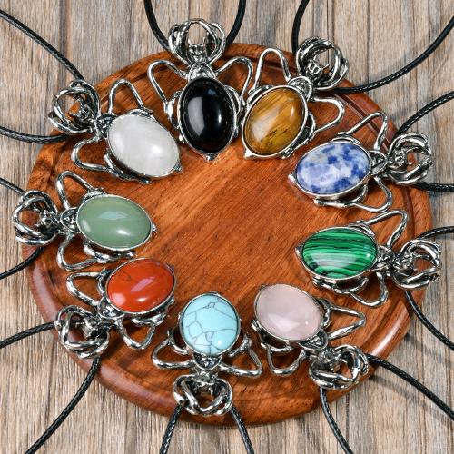 Gemstone Necklaces, Natural Stone, with leather cord & Zinc Alloy, with 5cm extender chain, plated, Halloween Design & Unisex cm [