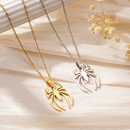 Stainless Steel Jewelry Necklace, 304 Stainless Steel, with 3cm extender chain, Spider, plated, for woman Approx 45 cm 