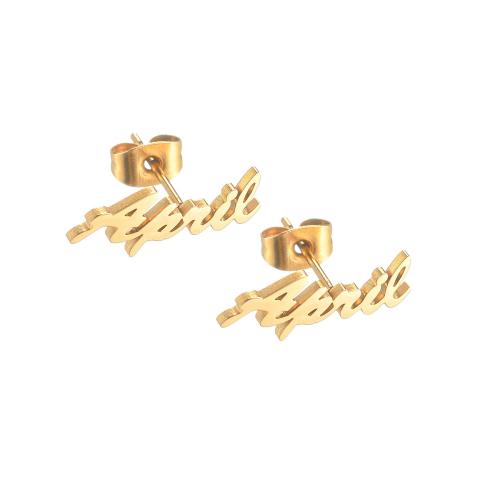 Stainless Steel Stud Earring, 304 Stainless Steel, plated & for woman, gold 