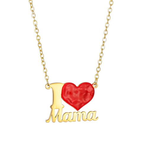 Stainless Steel Jewelry Necklace, 304 Stainless Steel, with 5CM extender chain, plated, for woman & enamel, gold Approx 45 cm 