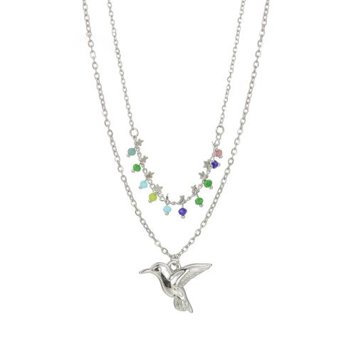 Stainless Steel Jewelry Necklace, 304 Stainless Steel, with Plastic, Pigeon, plated, for woman 