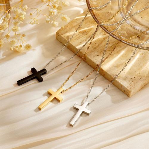 Stainless Steel Jewelry Necklace, 304 Stainless Steel, Cross, plated, for woman 