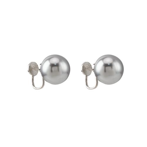 Boucle d'oreille en alliage de zinc en plastique perle, avec perle de plastique, normes différentes pour le choix & styles différents pour le choix & pour femme, argent, Vendu par paire