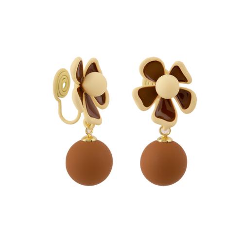 Zinc Alloy Drop Earring, stoving varnish & for woman, coffee color 