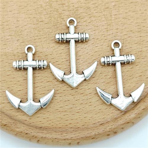 Zinc Alloy Ship Wheel & Anchor Pendentif, alliage de zinc, ancre, Plaqué de couleur d'argent, DIY Vendu par sac