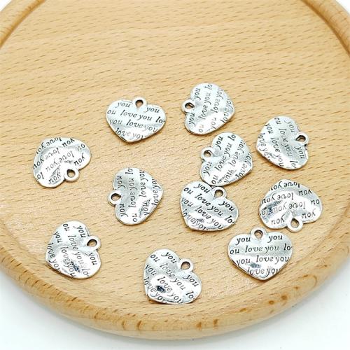 Colgantes de Aleación de Zinc en Forma de Corazón, chapado en color de plata antigua, Bricolaje, 13x12mm, 100PCs/Bolsa, Vendido por Bolsa