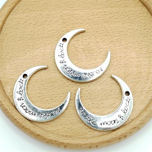 Zinc Alloy Jewelry Pendants, Moon, antique silver color plated, DIY 