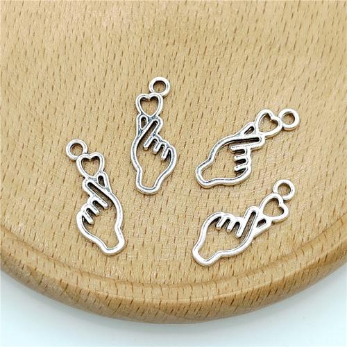 Zinc Alloy Hand Pendants, antique silver color plated, DIY 