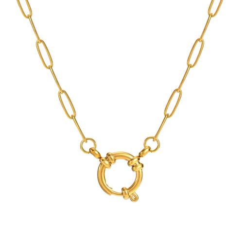 Stainless Steel Jewelry Necklace, 304 Stainless Steel, 18K gold plated, fashion jewelry & for woman, golden, 13.6mm Approx 40 cm 