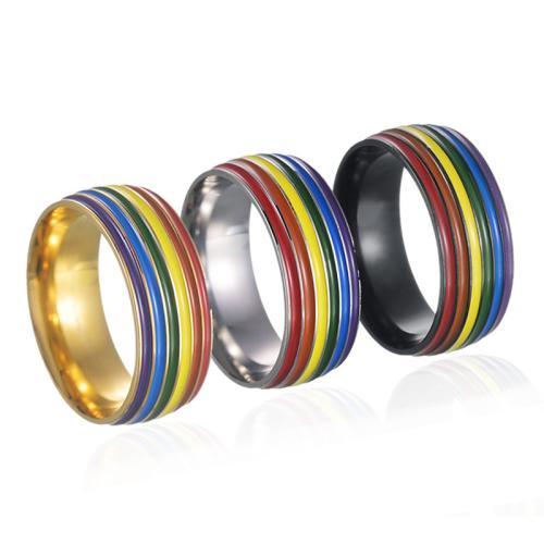 Anillo de dedo de acero Titanium de, Partículas de acero, unisexo & diverso tamaño para la opción & esmalte, más colores para la opción, width 8mm, thickness 2mm, Vendido por UD