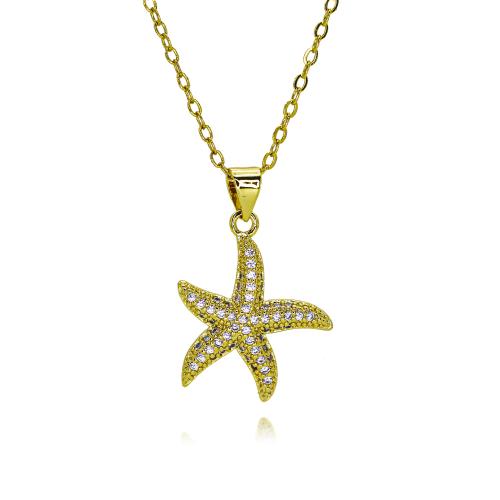 Cubic Zircon Micro Pave Brass Necklace, gold color plated & fashion jewelry & micro pave cubic zirconia & for woman Approx 45 cm 